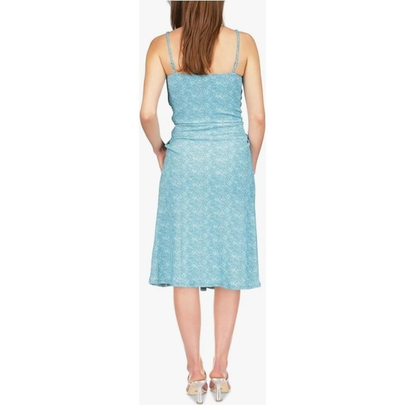 Michael Kors Turquoise Dress Chain Strap Twist Front‎ Midi XL NWT $155 MSRP - Picture 2 of 12